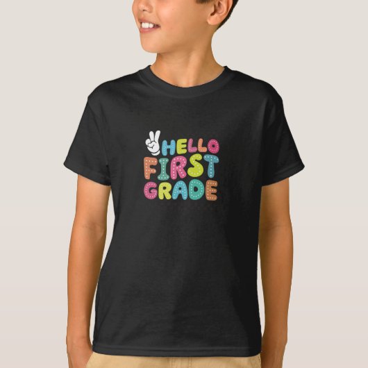 Hello First Grade – キッズ –  Tシャツ (正面)