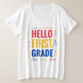 Hello First Grade プラスサイズTシャツ (デザイン正面)