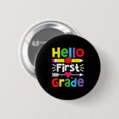 Hello First Grade 1年生新学期先生 缶バッジ (正面&裏面)