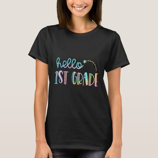 Hello First Grade 1年生新学期先生 Tシャツ (正面)