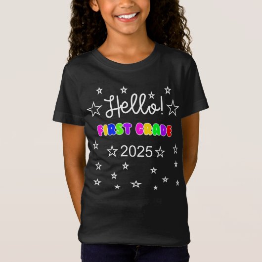 Hello First Grade 2025キッズ新学期Tee Tシャツ (正面)