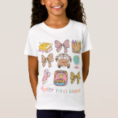 Hello First Grade Back To School Coquette Bow Tシャツ (正面)