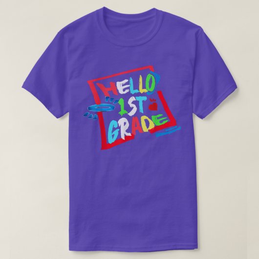 Hello First Grade Back To School Funny T-Shirt Tシャツ (デザイン正面)