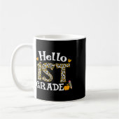 Hello First Grade Leopardプリント1年生バック コーヒーマグカップ (左)