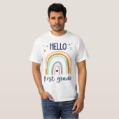 Hello First Grade Retro Rainbow Cute for Teaher Gi Tシャツ (正面フル)