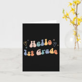 Hello First Grade _ Retro Teacher Back To School 1 カード (黄色い花)