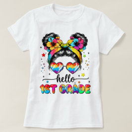 Hello First Grade Teacher Coquette Pencil Bow Tシャツ