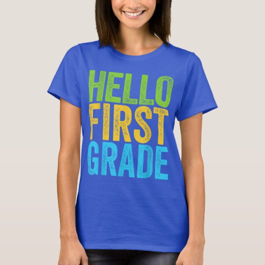 Hello First Grade Teacher Coquette Pencil Bow Tシャツ (正面)