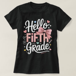 Hello First Grade Teacher Coquette Pencil Bow Tシャツ