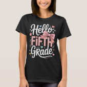 Hello First Grade Teacher Coquette Pencil Bow Tシャツ (正面)