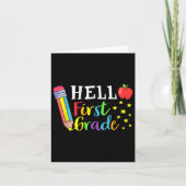 Hello First Grade Teacher Student Back To School 1 カード (正面)
