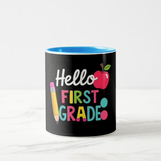 Hello First Grade Team 1st Grade Back to School ツートーンマグカップ (中央)