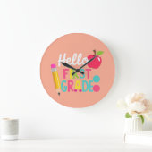 Hello First Grade Team 1st Grade Back to School ラージ壁時計 (ホーム)