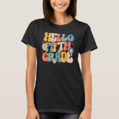 Hello Fitfth Grade Groovy 5th Grade Back School Te Tシャツ (正面)