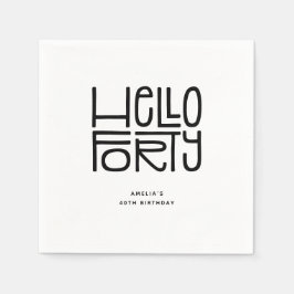 HELLO FORTY モダンな40歳の誕生日 スタンダードカクテルナプキン