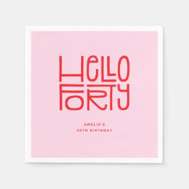 HELLO FORTY モダンな40歳の誕生日 スタンダードカクテルナプキン