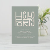 HELLO FORTY モダンな40歳の誕生日 招待状 (スタンド正面)