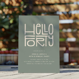 HELLO FORTY モダンな40歳の誕生日 招待状
