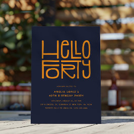 HELLO FORTY モダンな40歳の誕生日 招待状