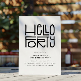 HELLO FORTY モダンな40歳の誕生日 招待状