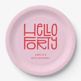 HELLO FORTY モダン40歳の誕生日 ペーパープレート