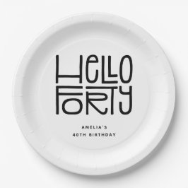 HELLO FORTY モダン40歳の誕生日 ペーパープレート