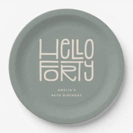 HELLO FORTY モダン40歳の誕生日 ペーパープレート