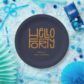 HELLO FORTY モダン40歳の誕生日 ペーパープレート (パーティー)