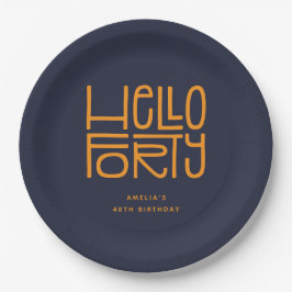 HELLO FORTY モダン40歳の誕生日 ペーパープレート