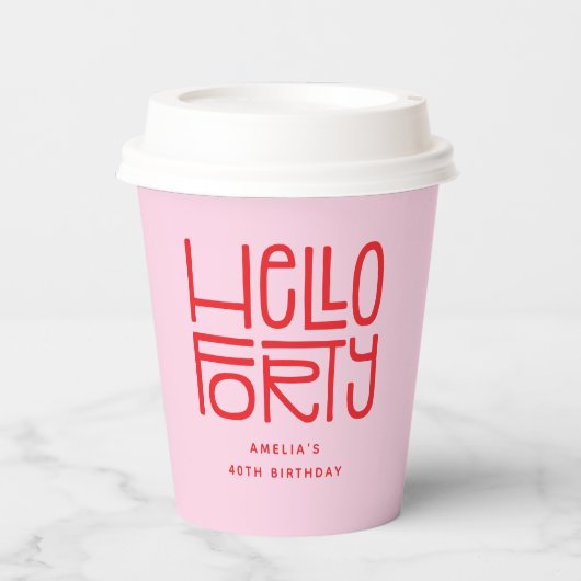 HELLO FORTY モダン40歳の誕生日 紙コップ (正面)