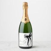 Hello Forty Elegant Script Bow 40th Birthday Party スパークリングワインラベル (正面)