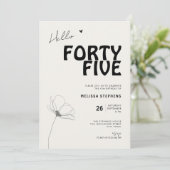 Hello Forty Five Bold Typography 45th Birthday 招待状 (スタンド正面)