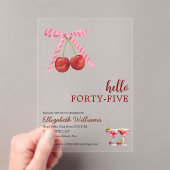 Hello Forty Five Cherry Martini Birthday Party アクリル招待状 (インサイチュ (ポータブル))