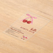 Hello Forty Five Cherry Martini Birthday Party アクリル招待状 (レイダウン)