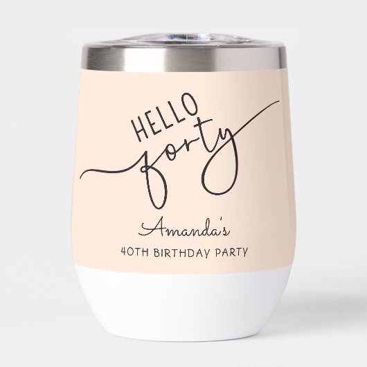 Hello Forty Modern Script Chic 40th Birthday Party (正面)