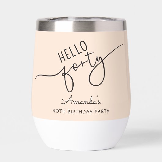 Hello Forty Modern Script Chic 40th Birthday Party (背面)