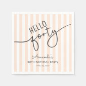 Hello Forty Modern Script Chic 40th Birthday Party スタンダードカクテルナプキン (正面)