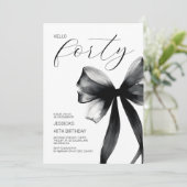 Hello Forty Script エレガント Bow 40th Birthdayパーティー 招待状 (スタンド正面)