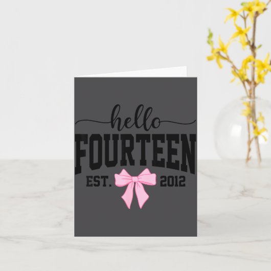 Hello Fourteen Est 2012 Coquette Bow 14th Birthday カード (黄色い花)