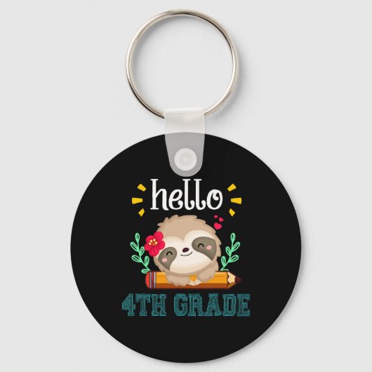 Hello Fourth Grade Byck To School Cute Sloth Lover キーホルダー (正面)