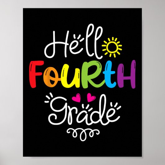 Hello Fourth Grade Fun 4th Grade Byck To School Gi ポスター (正面)