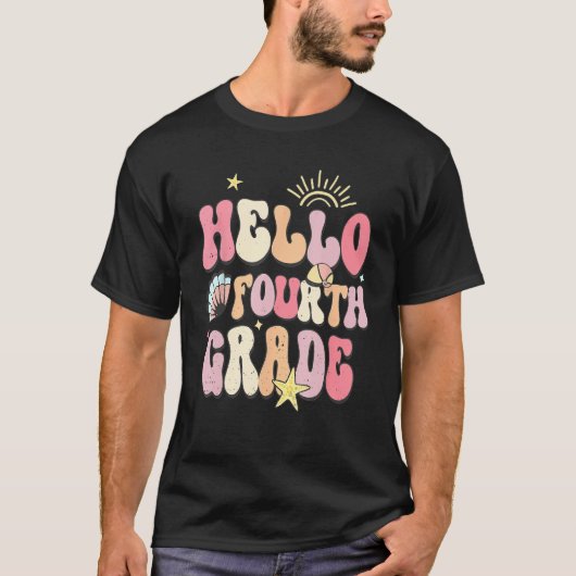 Hello Fourth Grade Groovy Back To School Teacher S Tシャツ (正面)