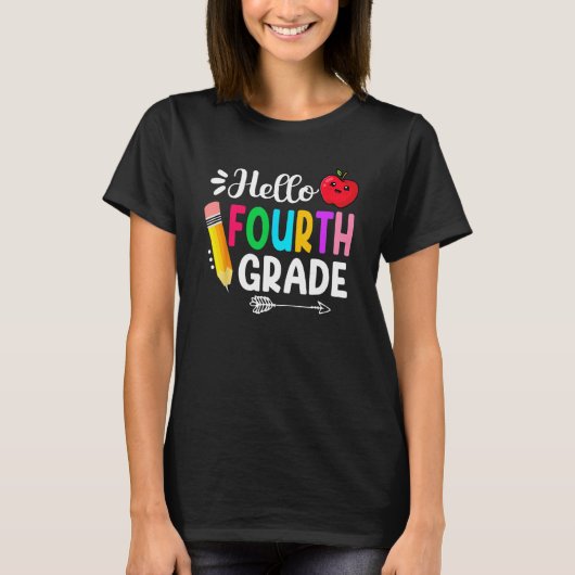 Hello Fourth Grade Team 4th Grade Back To School T Tシャツ (正面)