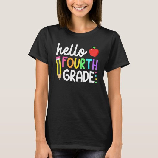 Hello Fourth Grade Team 4th Grade Back To School T Tシャツ (正面)