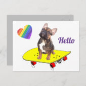 Hello Französische Bulldogge Postkarte ポストカード (正面/裏面)