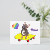 Hello Französische Bulldogge Postkarte ポストカード (スタンド正面)
