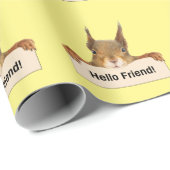 Hello Friend おもしろい Squirrel ラッピングペーパー (ロールコーナー)