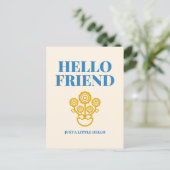 Hello Friend Floral Typography Postcard ポストカード (スタンド正面)