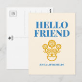 Hello Friend Floral Typography Postcard ポストカード (正面/裏面)