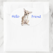 Hello Friend Smiling Chihuahuaステッカー 楕円形シール (バッグ)